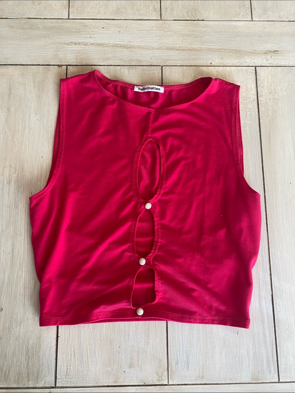 Reformation Fuchsia Cutout Crop Top